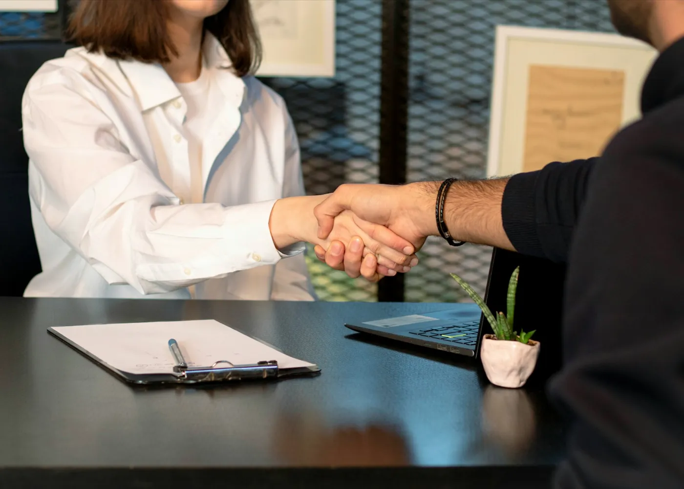 Two professionals shaking hands